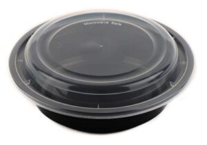 18 oz - 25 count - round microwaveable plastic meal prep containers with lids - food storage container - certified bpa-free, stackable, reusable microwave, dishwasher, freezer safe, disposable (black)