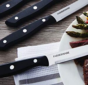 Farberware Stamped Triple Rivet Steak Knife Set, 4-Piece, Black