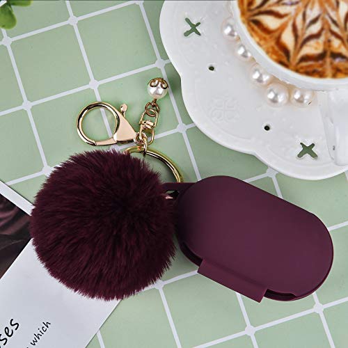 Filoto Silicone Case for Samsung Galaxy Buds Plus Case/Galaxy Buds Case with Pom Pom Keychain Protective Cover Galaxy Earbuds Accessory (Burgundy)