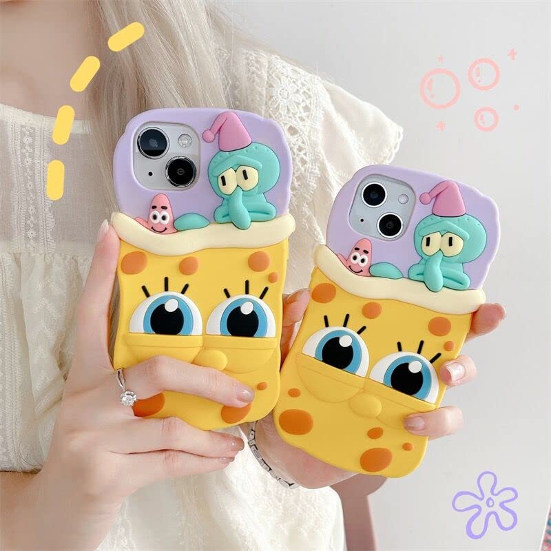 Ultra Thick Soft Silicone 3D Cartoon Phone Case for Apple iPhone 11 iPhone11 Yellow Animation Anime Character Ocean Sea Cute Lovely Fun Cool Kids Girls Boys Women