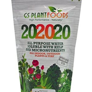 20-20-20 Plant Fertilizer by GS Plant Foods- All Purpose Water Soluble Plant Food with Kelp & Micronutrients (3 Pounds) - Suitable for All Plants, Turf, Indoor & Outdoor Plants