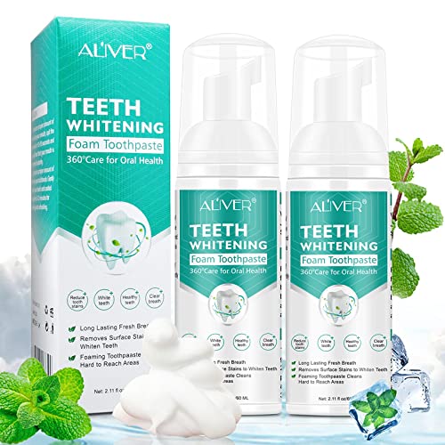 2PCS Toothpaste Whitening Foam, 60ml Baking Soda Toothpaste, Ultra-fine Mousse Foam, Snow Teeth foaming Whitening, Travel Friendly, Easy to Use