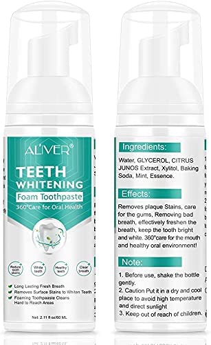 2PCS Toothpaste Whitening Foam, 60ml Baking Soda Toothpaste, Ultra-fine Mousse Foam, Snow Teeth foaming Whitening, Travel Friendly, Easy to Use