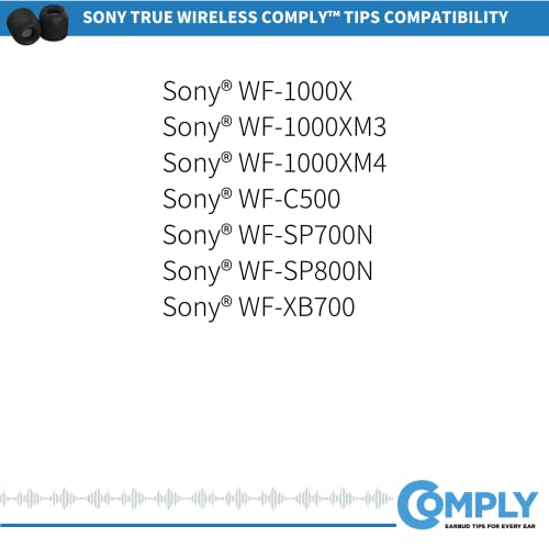 COMPLY Foam Ear Tips for Sony TrueWireless WF-1000XM4, WF-1000XM3, WF-XB700, Ultimate Comfort | Unshakeable Fit | Assorted, 3 Pairs