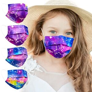 disposable face masks, small size - not for adults, individually wrapped face masks with designs, 3 ply breathable printed colorful cute mask with nose wire elastic ear loop for girls school, outdoor