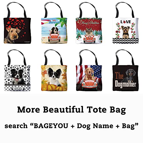 BAGEYOU Custom Dog Name Polka Dots Tote Bag Cute English Springer Spaniel Buffalo Check Plaid Paw Bone Decor Shoulder Bag Handbag Casual Tote