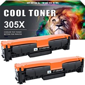 cool toner compatible toner cartridge replacement for hp 305a 305x ce410x ce410a pro 400 m451dn m451nw m475dn m451dw m475dw 300 color m351a m375nw printer ink (black, 2 pack)