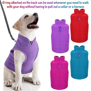 Dog Fleece Vest 4 Pieces Dog Cold Weather Pullover Dog Cozy Jacket Winter Dog Clothes Pet Sweater Vest with Leash Ring for Small Dogs