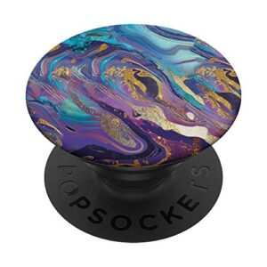 beautiful elegant purple blue-gold natural-marble popsockets popgrip: swappable grip for phones & tablets