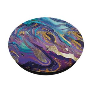 Beautiful Elegant Purple Blue-Gold Natural-Marble PopSockets PopGrip: Swappable Grip for Phones & Tablets