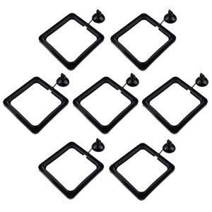 zelerdo 7 pack aquarium fish feeding ring floating food feeder, square shape with suction cup, black