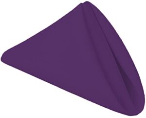 ploymono purple heavy duty cloth napkins - 17 x 17 inch solid washable polyester dinner napkins - set of 8 napkins with hemmed edges - great for weddings, parties, banquets dinner & more