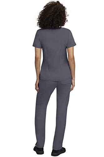 Scrubs for Women Sets 2 Pocket V-Neck Scrub Top with 5 Pocket Drawstring Scrubs Pant Women’s Scrubs Set 100200 (Size M, Color Pewter)