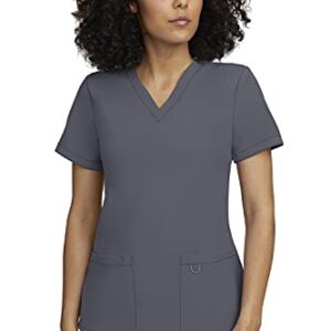 Scrubs for Women Sets 2 Pocket V-Neck Scrub Top with 5 Pocket Drawstring Scrubs Pant Women’s Scrubs Set 100200 (Size M, Color Pewter)