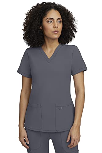 Scrubs for Women Sets 2 Pocket V-Neck Scrub Top with 5 Pocket Drawstring Scrubs Pant Women’s Scrubs Set 100200 (Size M, Color Pewter)