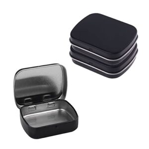akoak 3 pcs 2.4 x 1.7 x 0.6 inches rectangular empty hinged tins box containers for first aid kit,survival kits,storage,herbs,pills,crafts and more (black)
