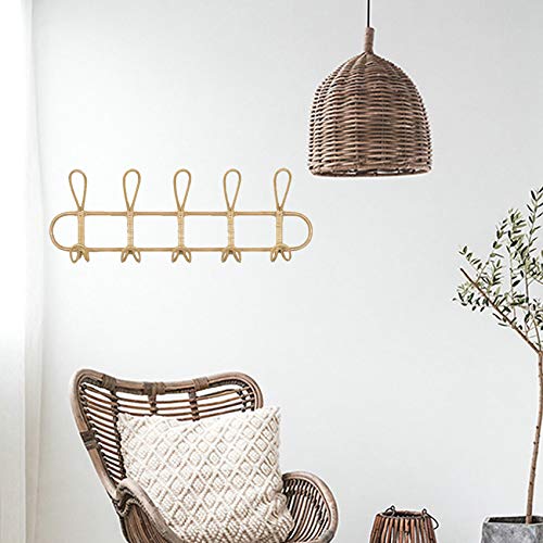 Gravo Large Rattan Wall Hooks Clothes Hat Hanging Hook Crochet Cloth Holder Organizer Hangers Decor for Home Decor