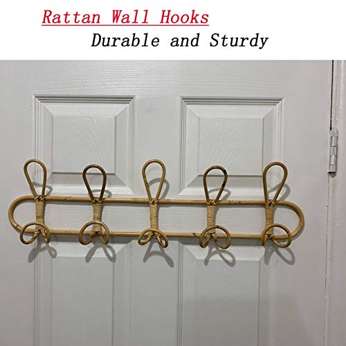 Gravo Large Rattan Wall Hooks Clothes Hat Hanging Hook Crochet Cloth Holder Organizer Hangers Decor for Home Decor