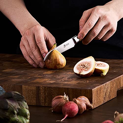 KYOKU 4.5 Inch Paring Knife - Daimyo Series - Fruit Knife with Ergonomic Rosewood Handle, and Mosaic Pin - Japanese 440C Stainless Steel Kitchen Knife with Sheath & Case