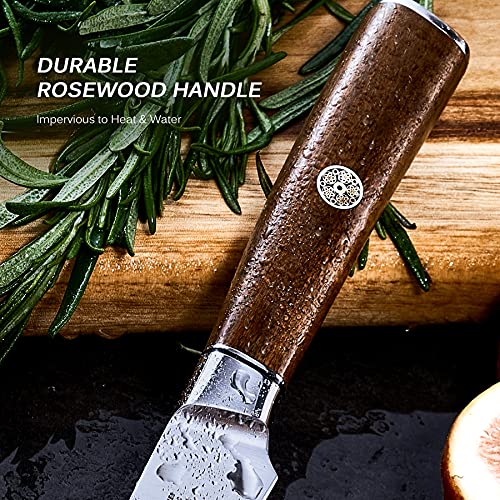 KYOKU 4.5 Inch Paring Knife - Daimyo Series - Fruit Knife with Ergonomic Rosewood Handle, and Mosaic Pin - Japanese 440C Stainless Steel Kitchen Knife with Sheath & Case