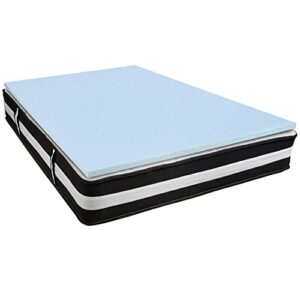 flash furniture capri comfortable sleep queen 12 inch certipur-us certified foam pocket spring mattress & 2 inch gel memory foam topper bundle