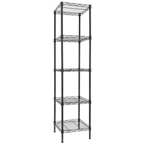 giotorent 5 tier standing shelving metal units, adjustable height wire shelf display rack for laundry bathroom kitchen 11.8 w x 11.8 d x 50 h (5-tier, black)