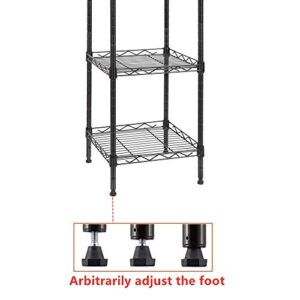 GIOTORENT 5 Tier Standing Shelving Metal Units, Adjustable Height Wire Shelf Display Rack for Laundry Bathroom Kitchen 11.8 W x 11.8 D x 50 H (5-Tier, Black)