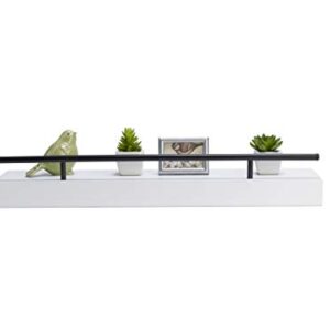 MELANNCO Floating Railing Shelf for Bedroom, Living Room, Bathroom, Kitchen, 24-Inch, Distressed White