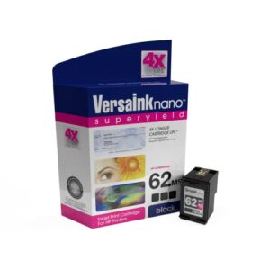 VersaInk-Nano HP 62 MS MICR Black Ink Cartridge for Check Printing & VersaInk-Nano 62 CS Tri-Color Ink Cartridge Pack