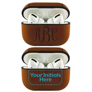 audiospice custom monogram case for airpods pro (1st generation) – personalized design – put your initials on a leatherette case for airpods prod – monogram