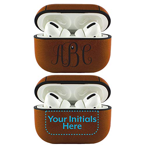 AudioSpice Custom Monogram Case for AirPods Pro (1st Generation) – Personalized Design – Put Your Initials on a Leatherette Case for AirPods Prod – Monogram