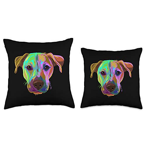 Black Mouth Cur Dog Gifts Colorful Splash Dog Black Mouth Cur Throw Pillow, 18x18, Multicolor