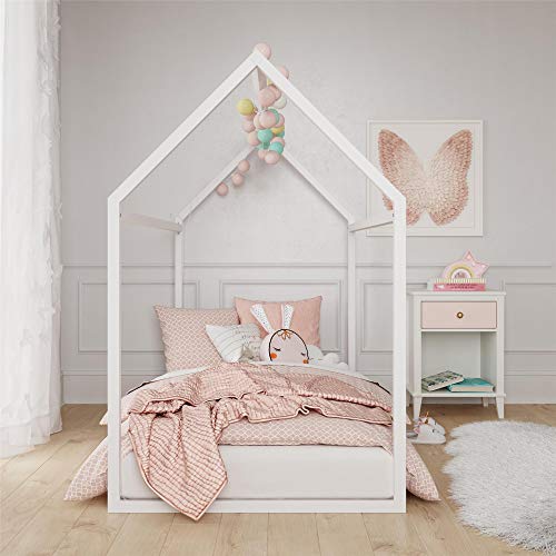 Little Seeds Rowan Valley Skyler Kids Metal House, Twin Size Frame, White Bed (DA4037119LS)