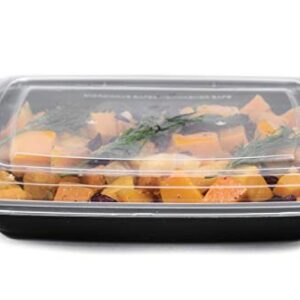 28 oz Reusable Food Storage 25 Pack Containers with Lids by EcoQuality – Rectangular BPA Free Freezer, Microwave & Dishwasher Safe – Airtight & Watertight Stackable, Lunch Meal Prep, To-Go, Bento Box