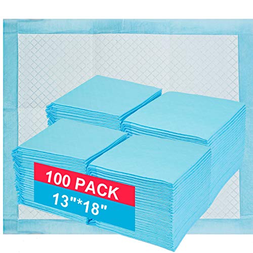 Bolux Dog and Puppy Training Pads, 13”×18” Disposable Dog Pee Pads, 100/Counts Ultra Absorbent & Leak-Proof Pet Underpads, Dry Quickly Pee Pad for Dog Cats Rabbits or Other House Training Pets