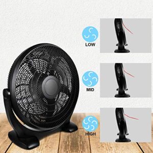 Simple Deluxe 20 Inch 3-Speed Plastic Floor Fans Oscillating Quiet for Home Commercial, Residential, and Greenhouse Use, Outdoor/Indoor, Black (HIFANXFLOOR20PLATICEXPV1)