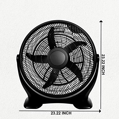 Simple Deluxe 20 Inch 3-Speed Plastic Floor Fans Oscillating Quiet for Home Commercial, Residential, and Greenhouse Use, Outdoor/Indoor, Black (HIFANXFLOOR20PLATICEXPV1)