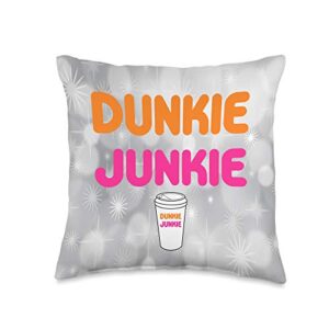 funny coffee lovers christmas gift throw pillows dunkie junkie lovers funny coffee saying throw pillow, 16x16, multicolor