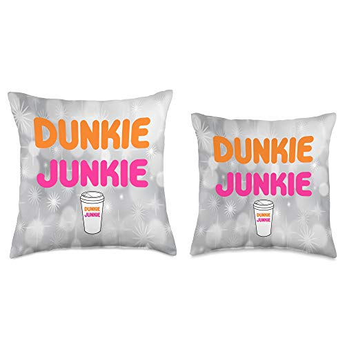 Funny Coffee Lovers Christmas Gift Throw pillows Dunkie Junkie Lovers Funny Coffee Saying Throw Pillow, 16x16, Multicolor