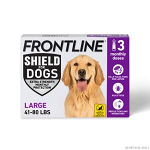 frontline® shield for dogs 3-in-1 flea and tick treatment (large dog, 41-80 lbs.) 3 doses (purple box)