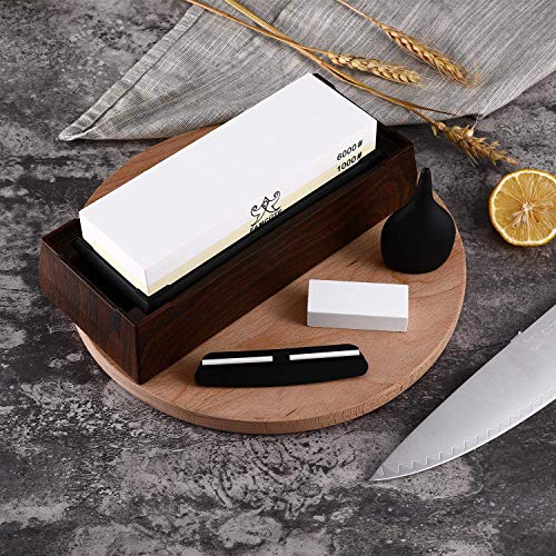 FAMCÜTE 8 Inch Professional Japanese Chef Knife And 1000/6000 2 Side Grit Professional Sharpening Stone Kitchen Sets for Home Kitchen & Restaurant