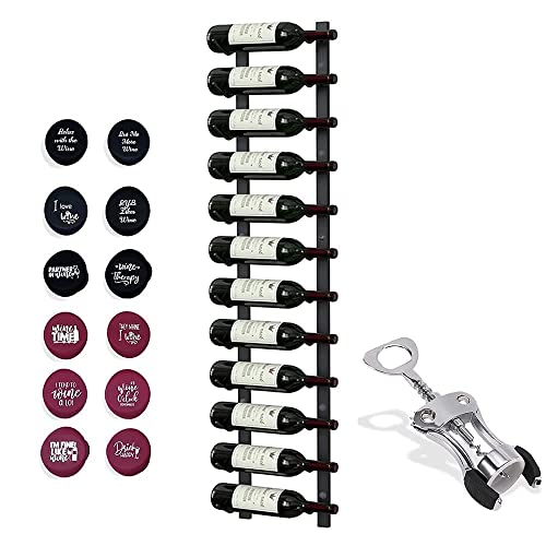 RYB (4 Ft) Wine Rack Wall Mounted,Metal Wall Mounted Wine Rack 12 Bottles, Vertical Wine Rack Wall Mounted Including 12 Silicone Stoppers and One Bottle