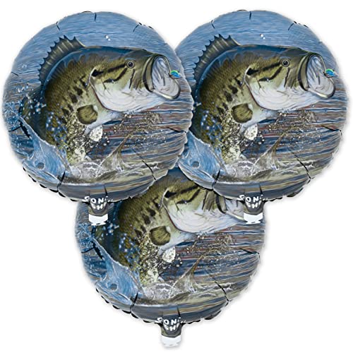 Havercamp Gone Fishin' Party Balloons (3 Pcs.); 3 18" Round Foil Mylar Balloons from the Trademarked Gone Fishin' Party Collection!