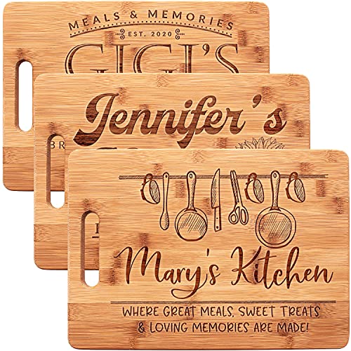 Gifts for Mom, Personalized Mom Cutting Board | 12 Designs - 9.8" x 13.8" | Custom Mothers Day Gifts for Mom, Grandma - Mom Gifts from Daughter or Son - Bamboo Handle