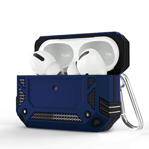 zenrich airpods pro case, zenrich full-body hard shell protective rugged charging cover case with keychain for airpod pro 2019, front led visible,blue