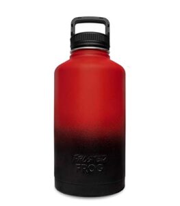 frosted frog 64oz red and black vacuum insulated stainless steel water bottle double walled half gallon growler