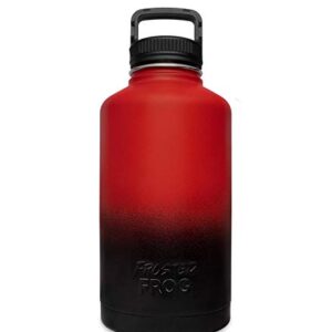 Frosted Frog 64OZ Red and Black Vacuum Insulated Stainless Steel Water Bottle Double Walled Half Gallon Growler