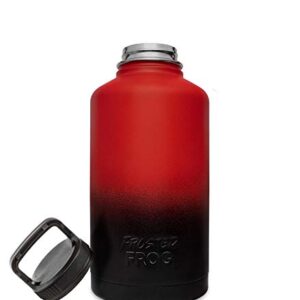 Frosted Frog 64OZ Red and Black Vacuum Insulated Stainless Steel Water Bottle Double Walled Half Gallon Growler