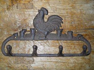 antiques vintage/hooks cast iron/coat hook/locker rooms/kitchens cast iron rooster towel, coat hooks, farm hat hook, key rack chicken