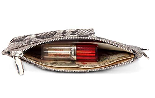 Daisy Rose Phone Holder Wallet & Crossbody Bag RFID Blocking Wristlet PU Vegan Leather - Grey Snake